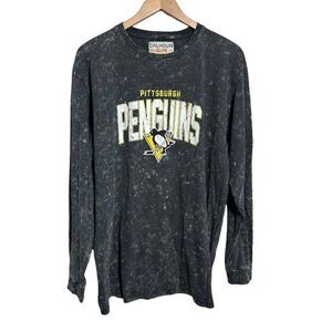Pittsburgh Penguins Calhoun Acid Washed NHL T-Shirt Womens XL Long Sleeve Crew